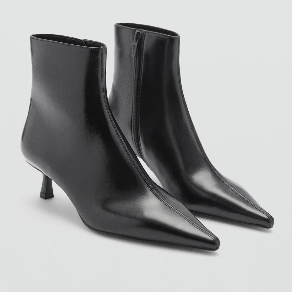 NWB Mango Faux Leather Kitten Heel Ankle Boots Size 6.5 - Picture 2 of 6